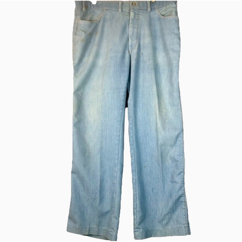 Mens Vintage 70s Levi's Action Slacks Denim Jeans Big E Light Bootcut 36x30